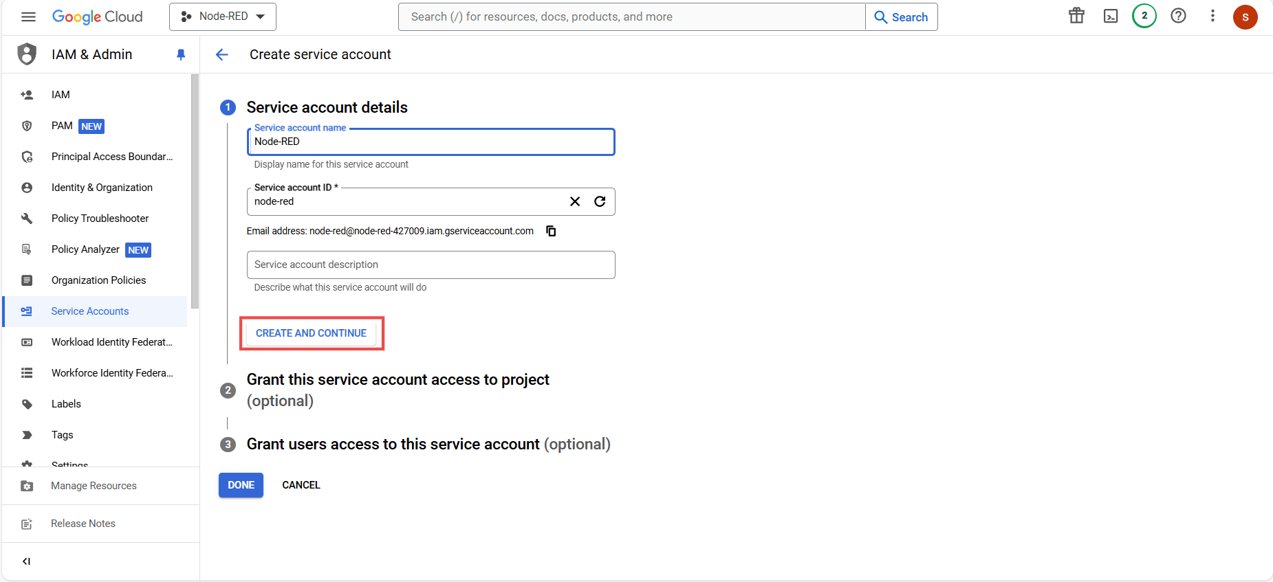 Screenshot showing the 'Create' button "Screenshot showing the 'Create' button"
