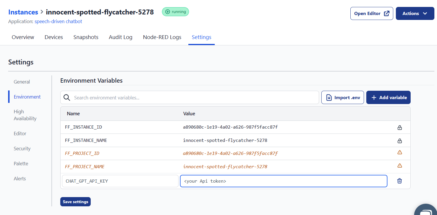 Setting environment variable for chat-gpt token "Setting environment variable for Chat-gpt token"